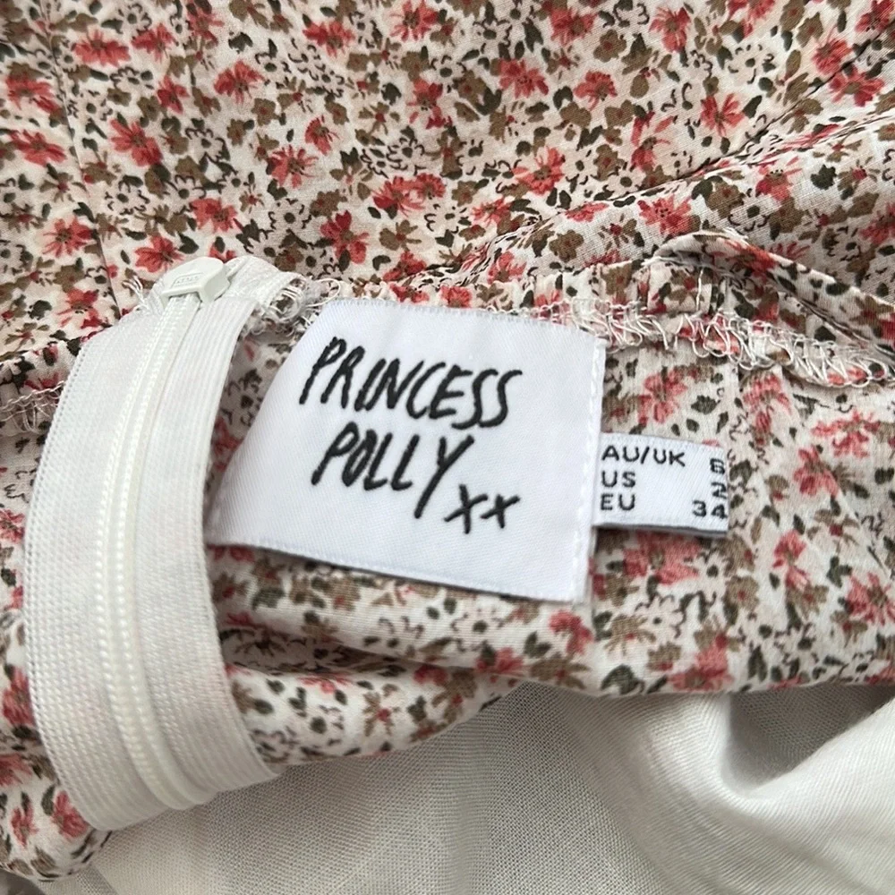 Princess Polly Floral Tie-Shoulder Romper in Cream and Pink - Picture 7 of 10